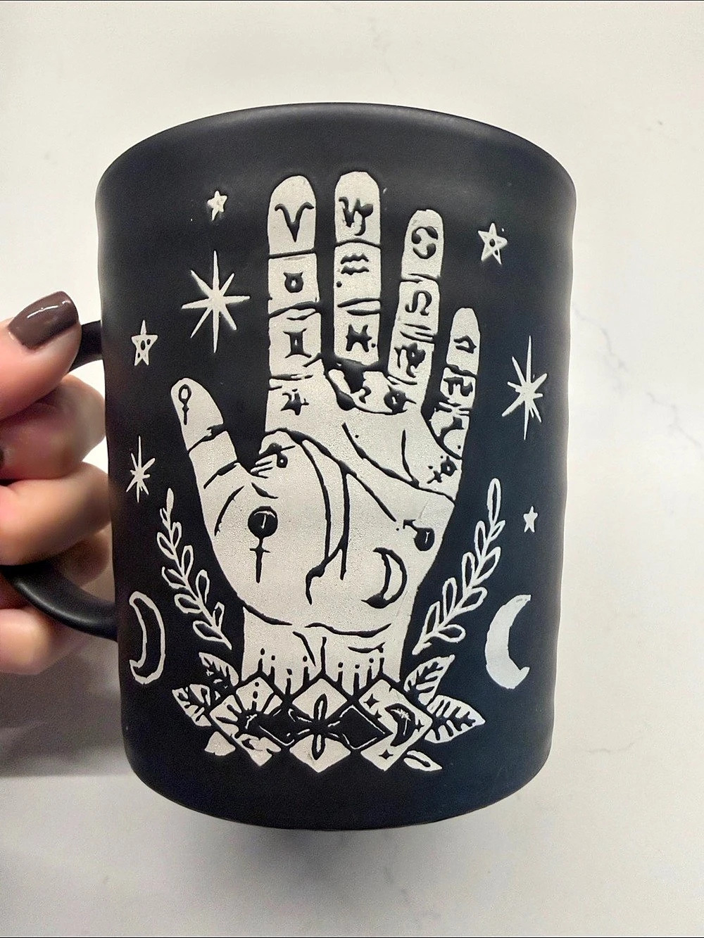 Prima Design Palmistry Celestial Coffee Mug Black & White